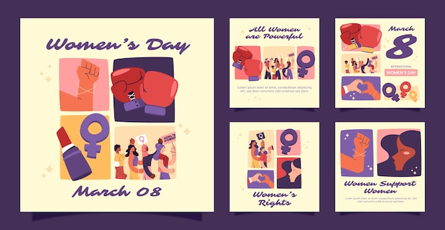 플래트 인스타그램 포스트 컬렉션: 국제 여성의 날 축하