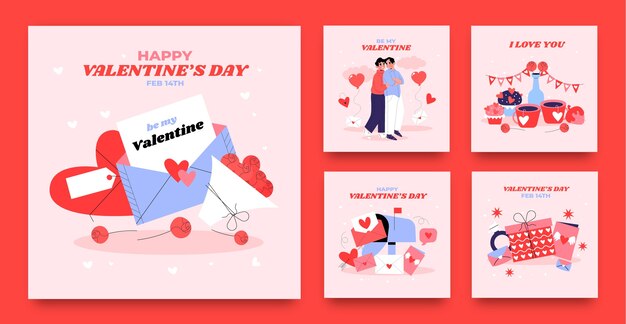 Флатная коллекция постов в Instagram для празднования Дня святого Валентина