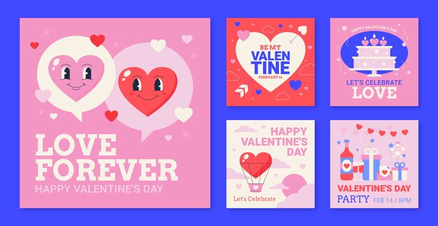 flat instagram posts collection for valentines day celebration