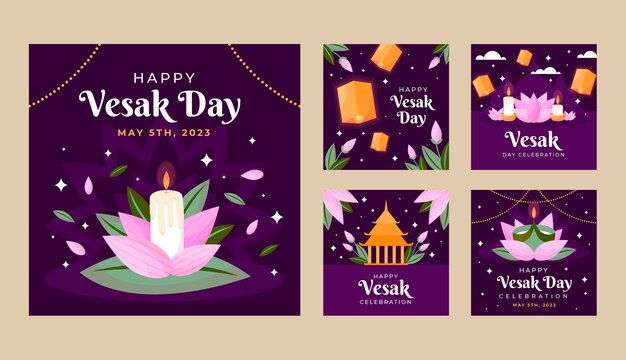 flat instagram posts collection for vesak festival celebration