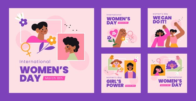 여성의 날 축하를 위한 플랫 인스타그램 게시물 모음