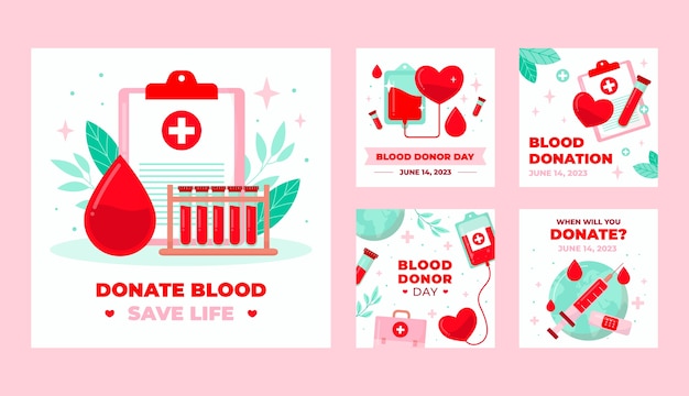 世界献血者デーのフラットinstagram投稿コレクション