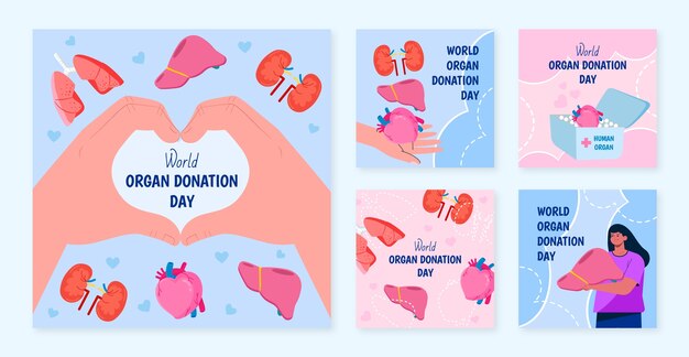 Плоская коллекция постов в instagram ко всемирному дню донорства органов