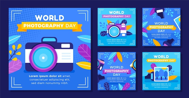 Raccolta di post instagram piatti per la giornata mondiale della fotografia