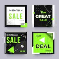 Free vector flat instagram sale post collection