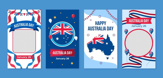 Коллекция Flat Instagram Stories для празднования Австралийского национального дня