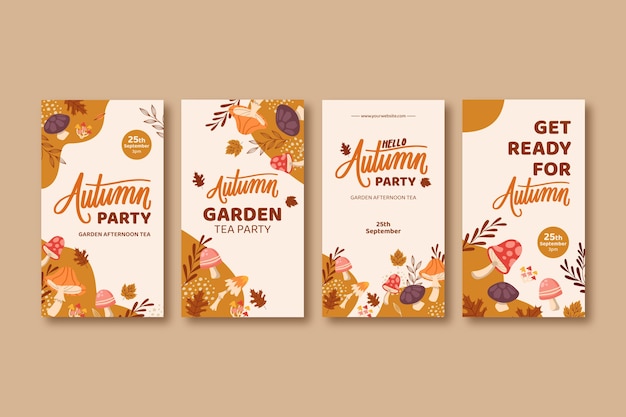 Flat instagram stories collection for autumn celebration