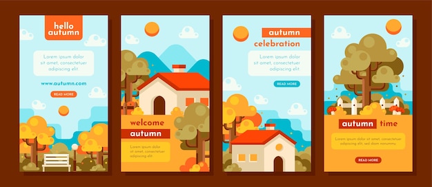 Free vector flat instagram stories collection for autumn celebration