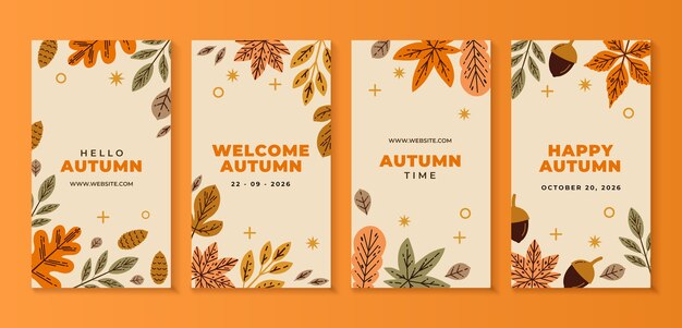 Flat instagram stories collection for autumn celebration