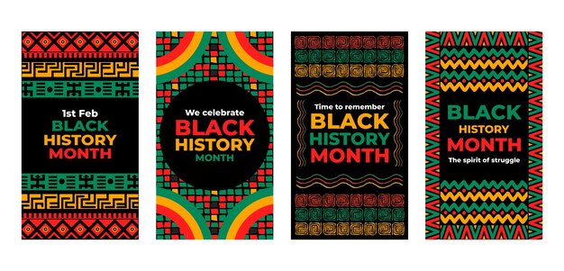 Flat instagram stories collection for black history month celebration
