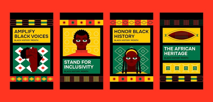 Free Vector flat instagram stories collection for black history month celebration