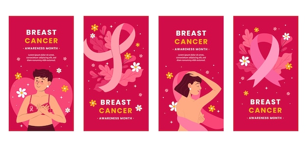 flat instagram stories collection for breast cancer awareness month