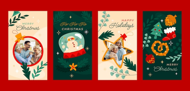 Коллекция плоских историй из instagram для празднования Рождества