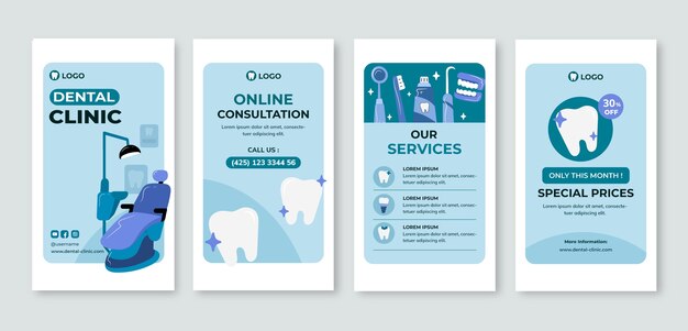 flat instagram stories collection for dental clinic business