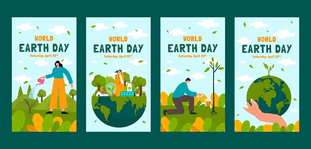 flat instagram stories collection for earth day celebration