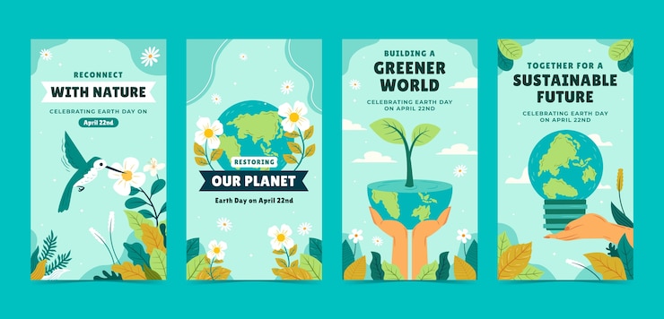 Free Vector flat instagram stories collection for earth day celebration