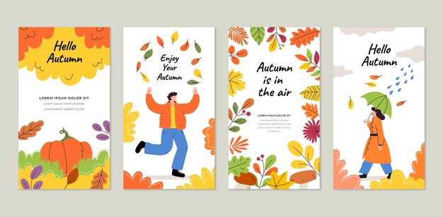 Free Vector flat instagram stories collection for fall season celebration