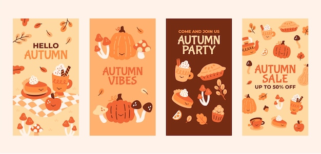 Free Vector flat instagram stories collection for fall season celebration