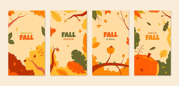 Flat instagram stories collection for fall season