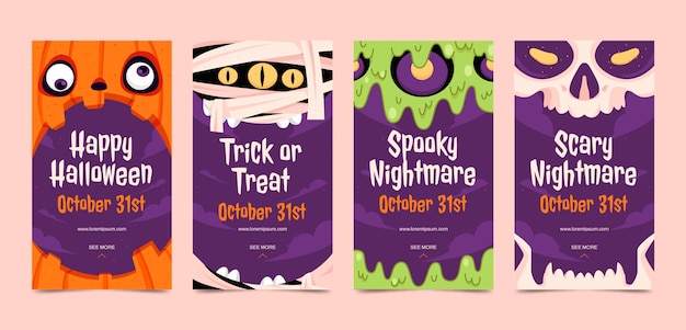 flat instagram stories collection for halloween season