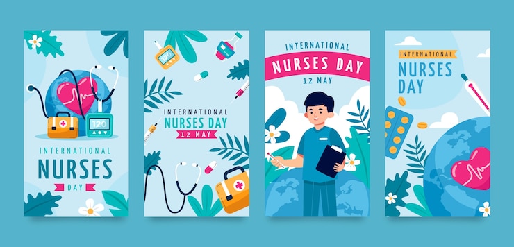 Free Vector flat instagram stories collection for international nurses day celebration