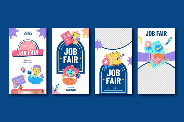 Flat instagram stories collection for job fair event