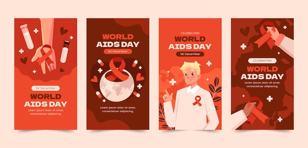 Flat instagram stories collection for world aids day awareness