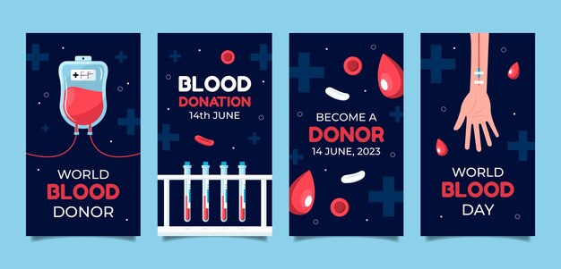 flat instagram stories collection for world blood donor day awareness