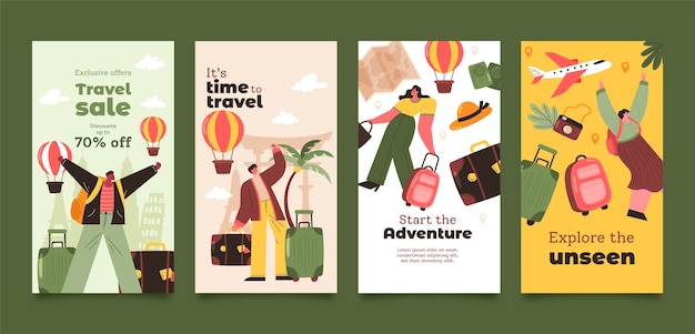 Flat instagram stories collection for world tourism day celebration