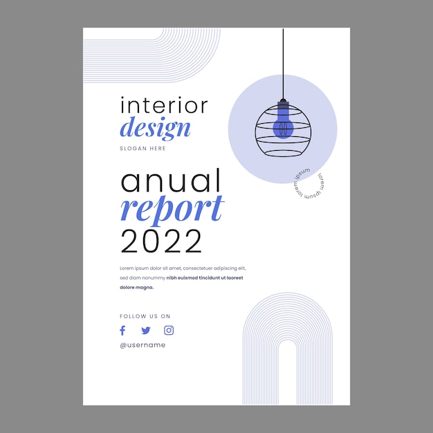 Free vector flat interior design company annual report template