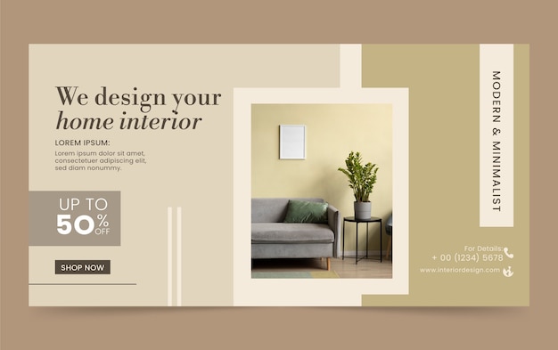 flat interior design company social media promo template