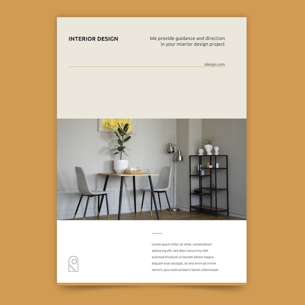 Free vector flat interior design company vertical poster template