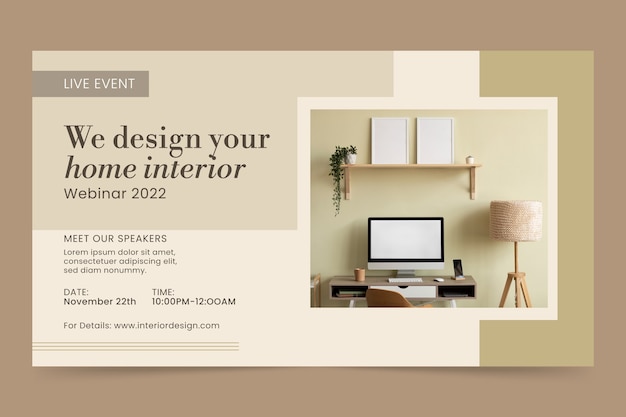 Flat interior design company webinar template