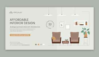 Free vector flat interior design and home decor sale banner template