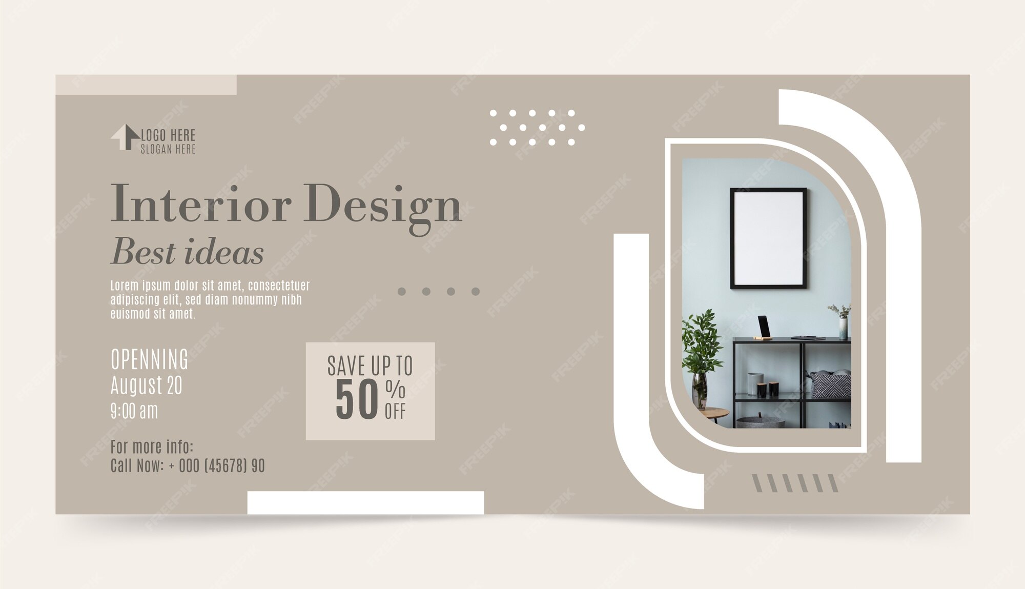 Free Vector | Flat interior design and home decor sale banner template