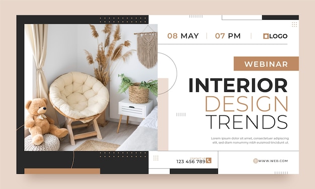 Free vector flat interior design and home decor webinar template