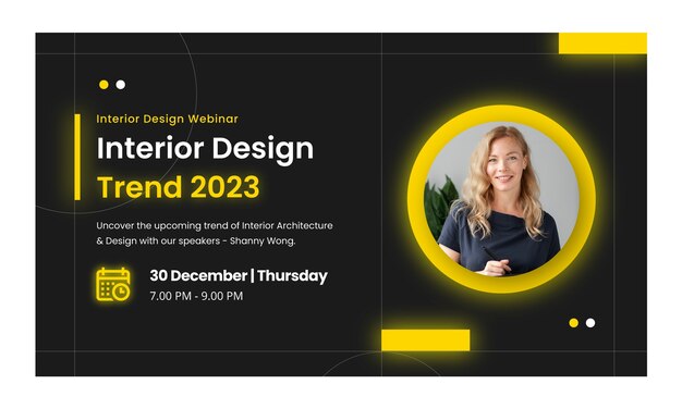 Flat interior design and home decor webinar template