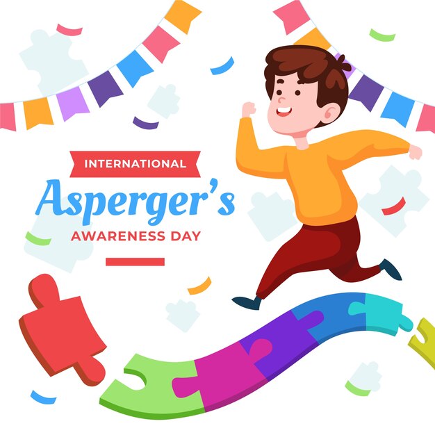 Flat international asperger day illustration