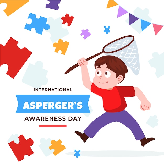 Flat international asperger day illustration