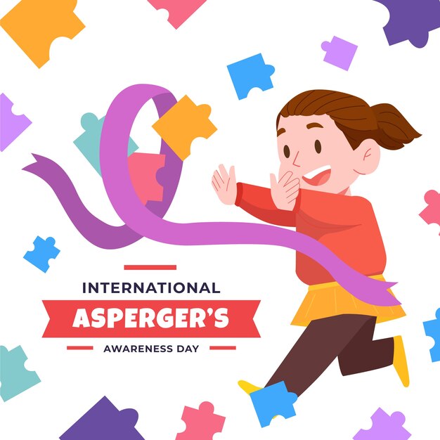 Flat international asperger day illustration