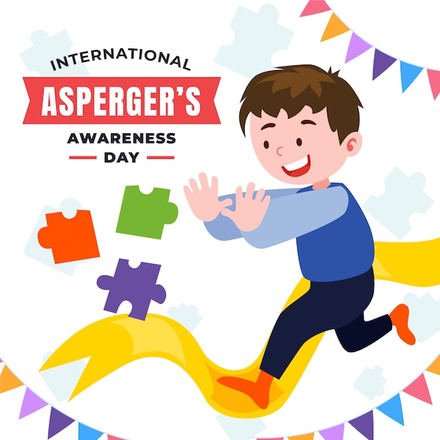 Flat international asperger day illustration