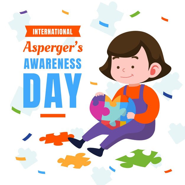 flat international asperger day illustration