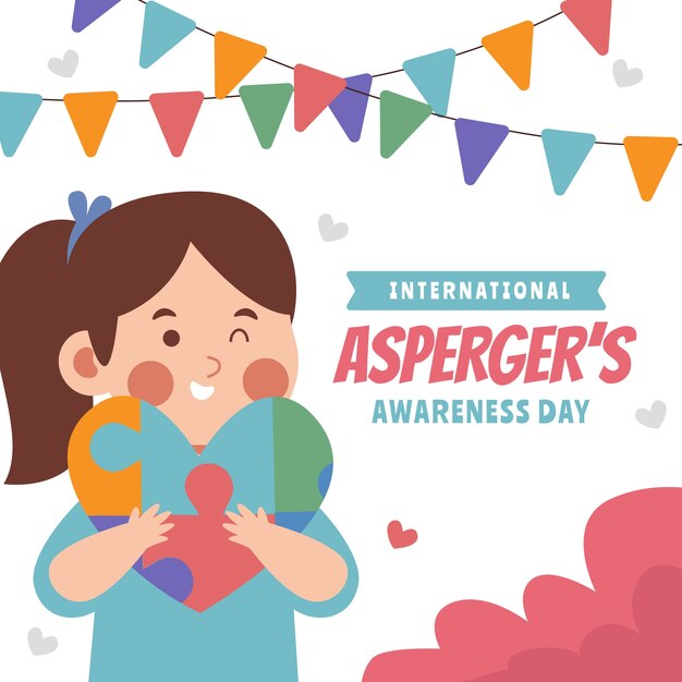 Flat international asperger day illustration