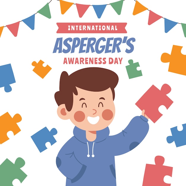 Vettore gratuito illustrazione piatta del giorno internazionale dell'asperger