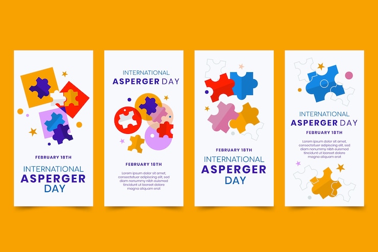 Free Vector flat international asperger day instagram stories collection