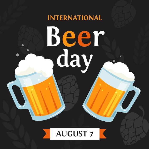 Flat international beer day concept