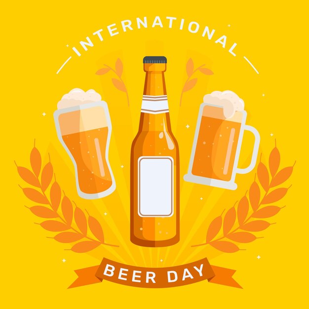 Плоский международный день пива иллюстрация