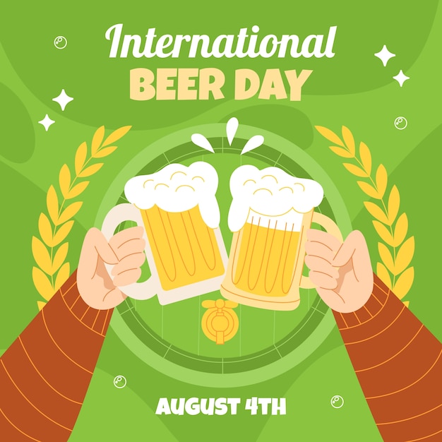 Vettore gratuito illustrazione piatta della giornata internazionale della birra