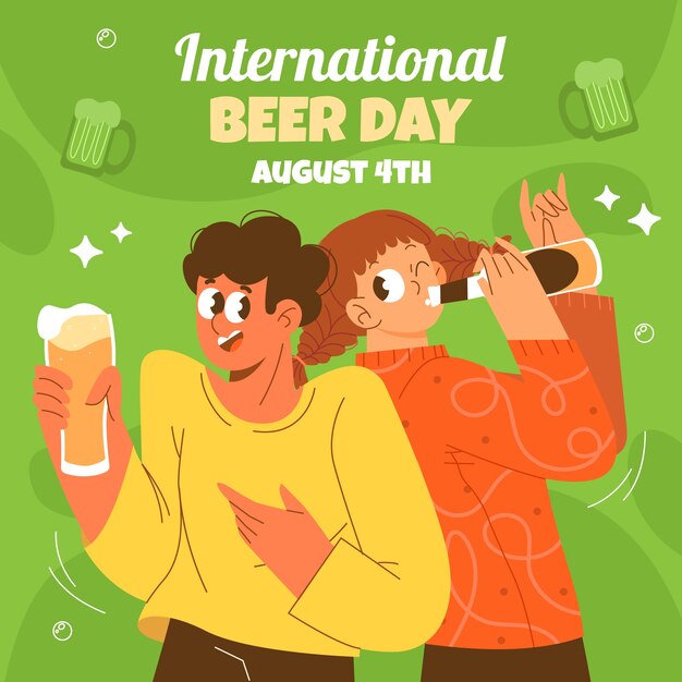 Free vector flat international beer day illustration