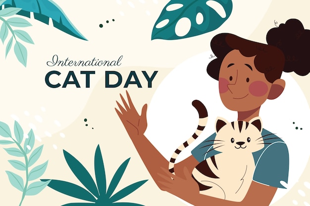 Flat international cat day background